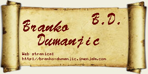 Branko Dumanjić vizit kartica